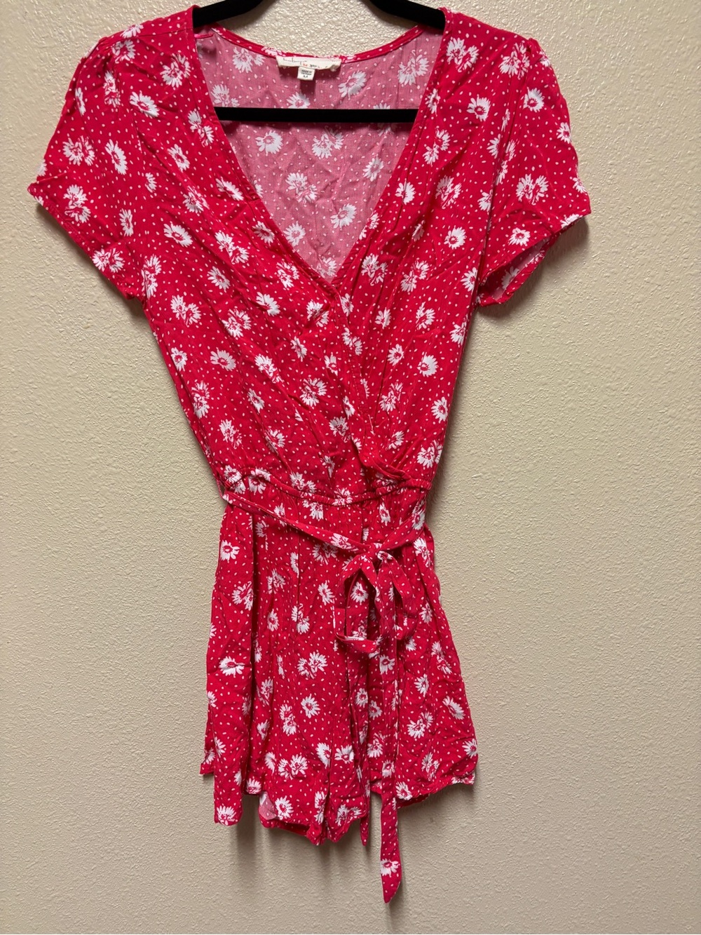 BeBop Red Floral V-Neck Wrap Romper